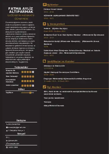 Matematik Öğretmeni Cv Örnekleri cv indir